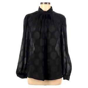 Who What Wear Sheer Polka Dot Blouse
